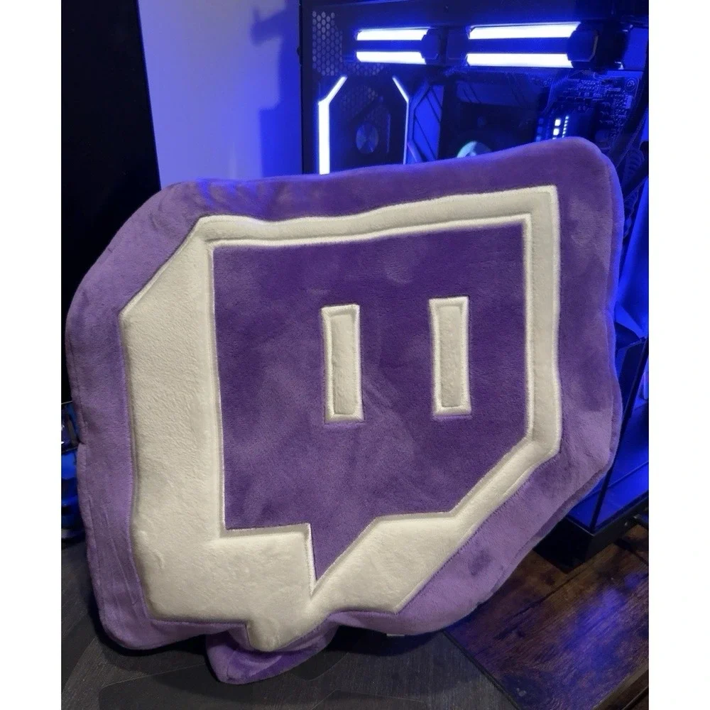 Official Twitch Glitch Logo Plush Pillow Purple Gamer Streaming Room Decor 2023